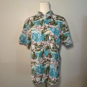 American Eagle Seriously Soft Tropical Short Sleeve Button Down